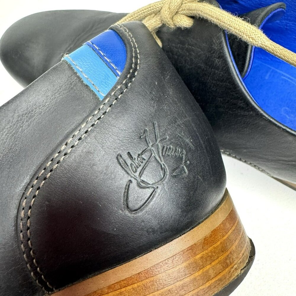John Fluevog Deep Blue Navy Leather Lace-Up Ocford with Blue Lining - Picture 9 of 10